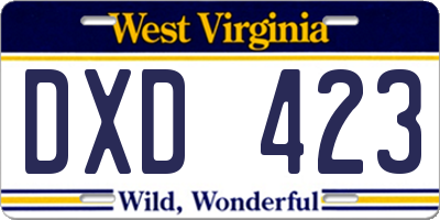 WV license plate DXD423