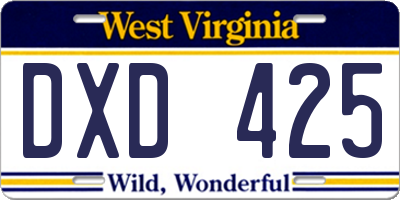 WV license plate DXD425