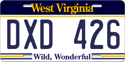 WV license plate DXD426