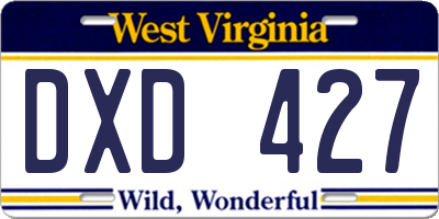 WV license plate DXD427
