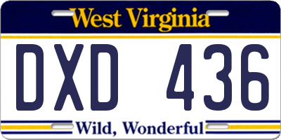 WV license plate DXD436
