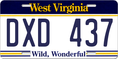 WV license plate DXD437