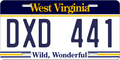 WV license plate DXD441