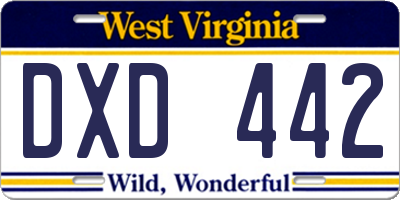 WV license plate DXD442