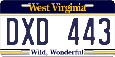 WV license plate DXD443