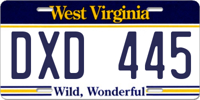 WV license plate DXD445