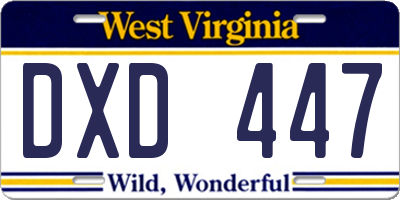 WV license plate DXD447