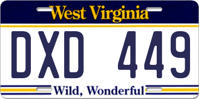 WV license plate DXD449