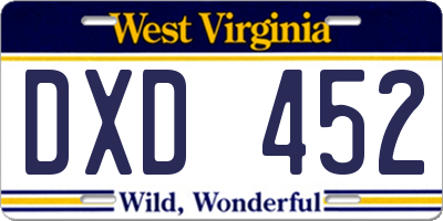 WV license plate DXD452