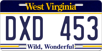 WV license plate DXD453