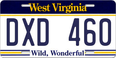 WV license plate DXD460