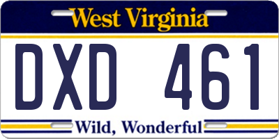 WV license plate DXD461