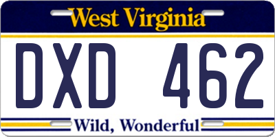 WV license plate DXD462