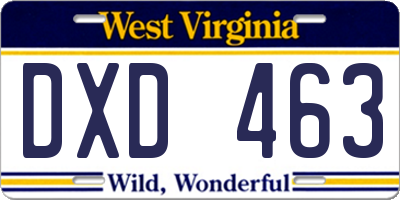 WV license plate DXD463