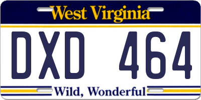 WV license plate DXD464