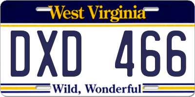 WV license plate DXD466