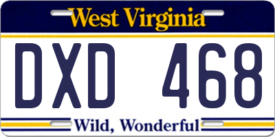 WV license plate DXD468