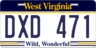 WV license plate DXD471