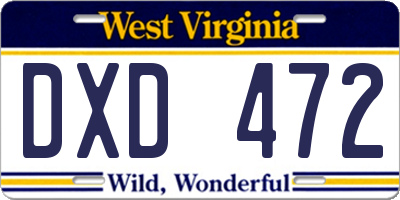 WV license plate DXD472
