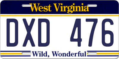 WV license plate DXD476