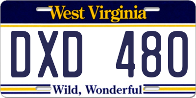 WV license plate DXD480