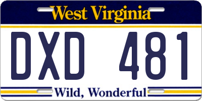 WV license plate DXD481