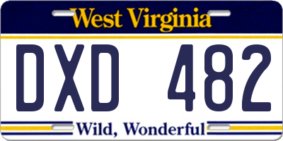 WV license plate DXD482
