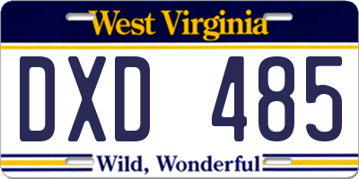 WV license plate DXD485