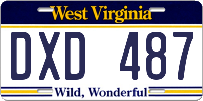 WV license plate DXD487