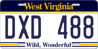 WV license plate DXD488