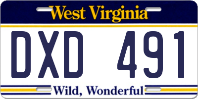 WV license plate DXD491