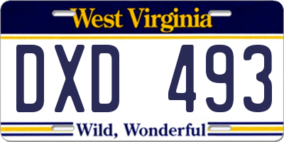 WV license plate DXD493