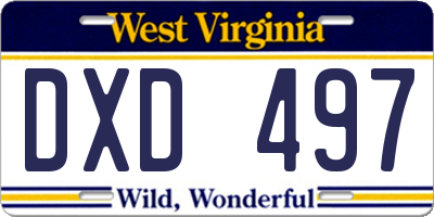 WV license plate DXD497