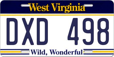 WV license plate DXD498