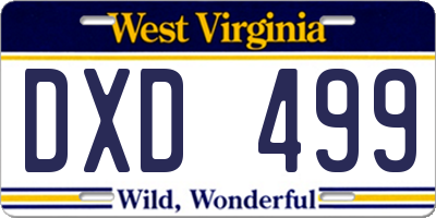 WV license plate DXD499