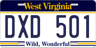 WV license plate DXD501
