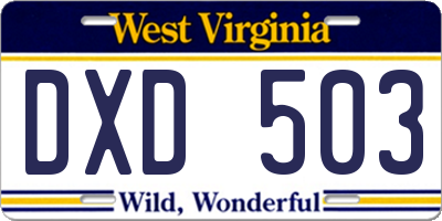 WV license plate DXD503