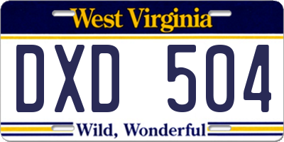WV license plate DXD504
