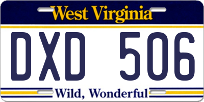 WV license plate DXD506