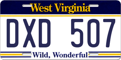 WV license plate DXD507
