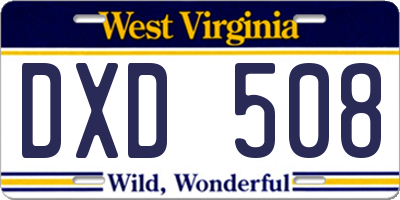 WV license plate DXD508
