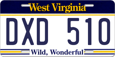 WV license plate DXD510