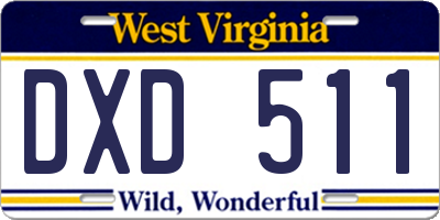 WV license plate DXD511