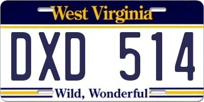 WV license plate DXD514
