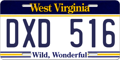 WV license plate DXD516