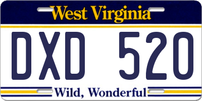 WV license plate DXD520