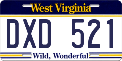 WV license plate DXD521