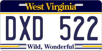 WV license plate DXD522