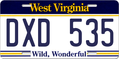 WV license plate DXD535