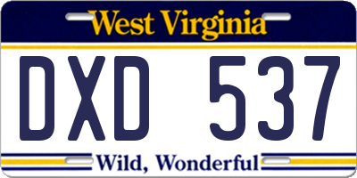 WV license plate DXD537